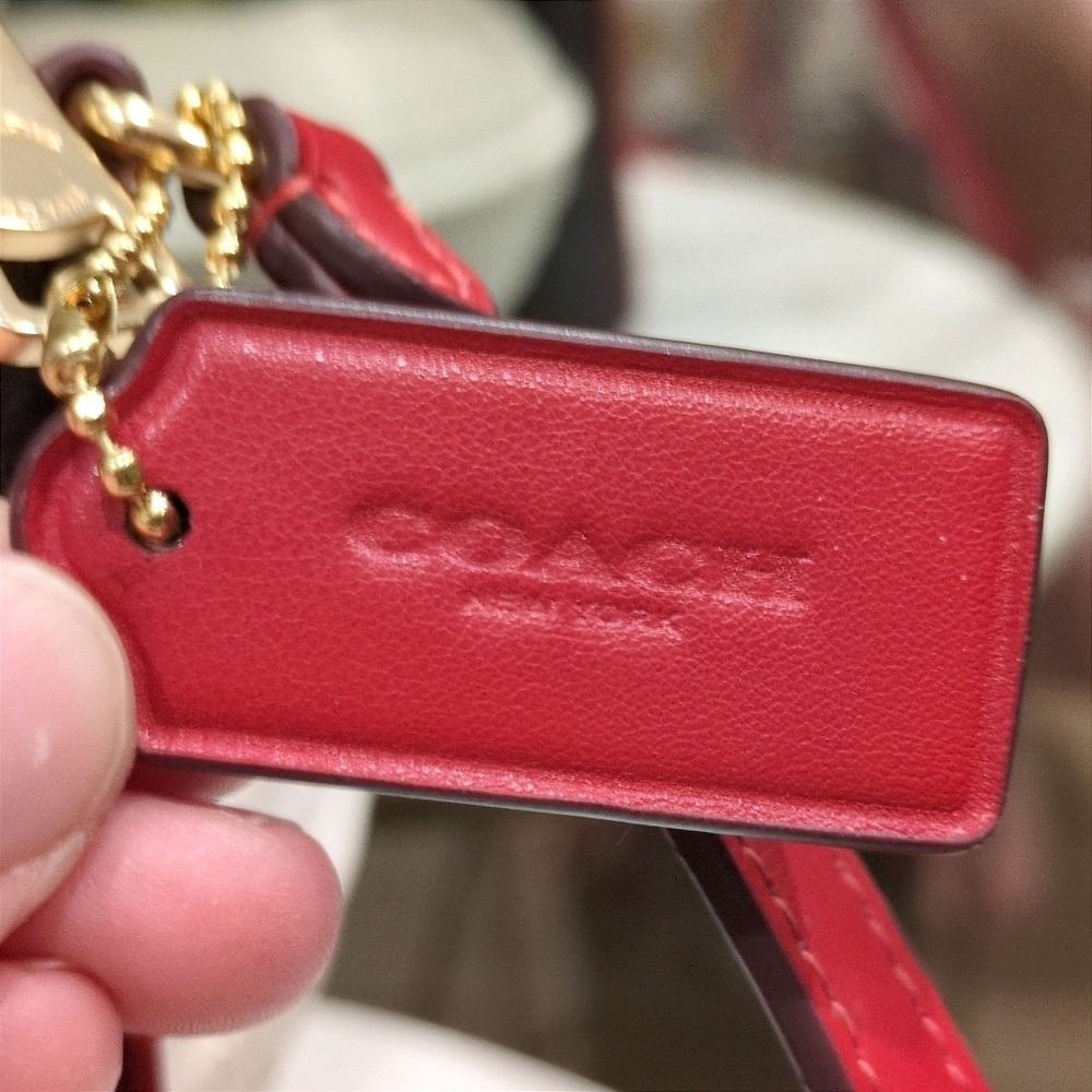 Coach Mini Rowan File Bag and Coach Zip Card Case Walnut w/ Red Trim Authentic - Picture 8 of 16